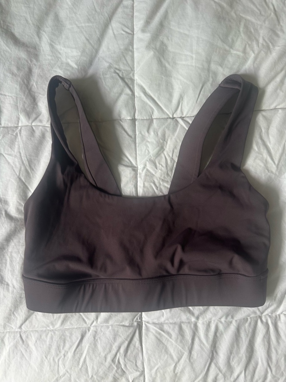 Vuori Wide-Strap Scoop Sports Bra in Dark Brown